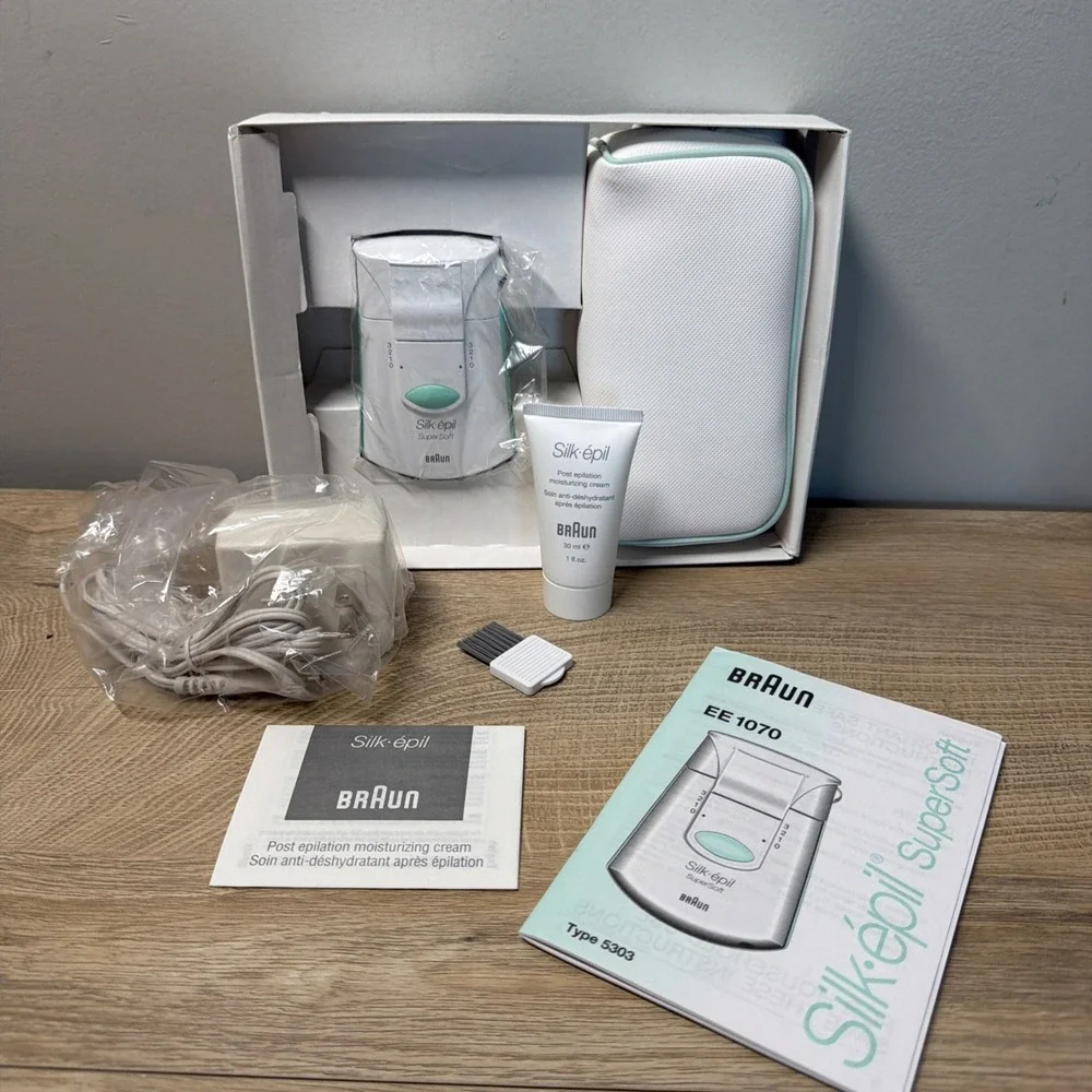 Vintage Braun Silk Epil SuperSoft Epilator Hair Removal System Y2K Original Box